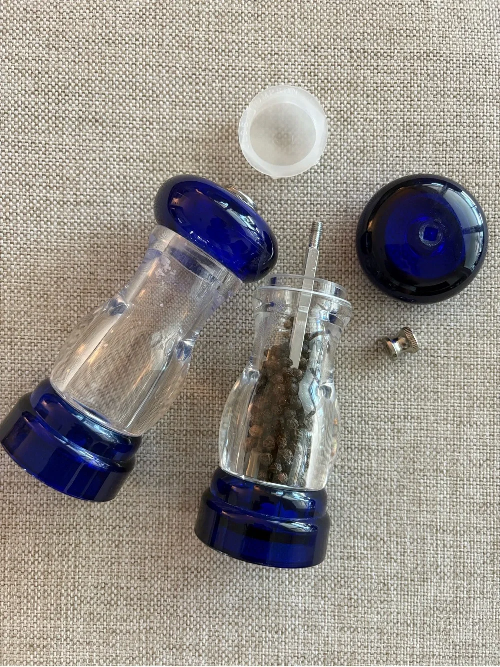 Vintage Olde Thompson Cobalt Blue Salt & Pepper Mill Set 5.5”